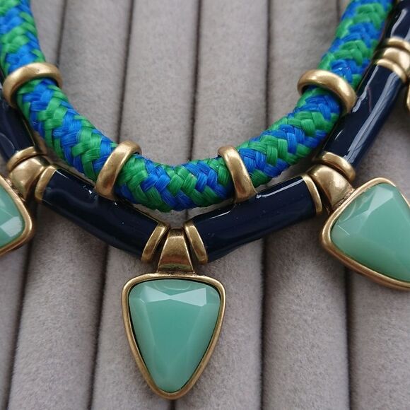 J. crew blue & Green Rope Cord stone Necklace - Picture 4 of 9
